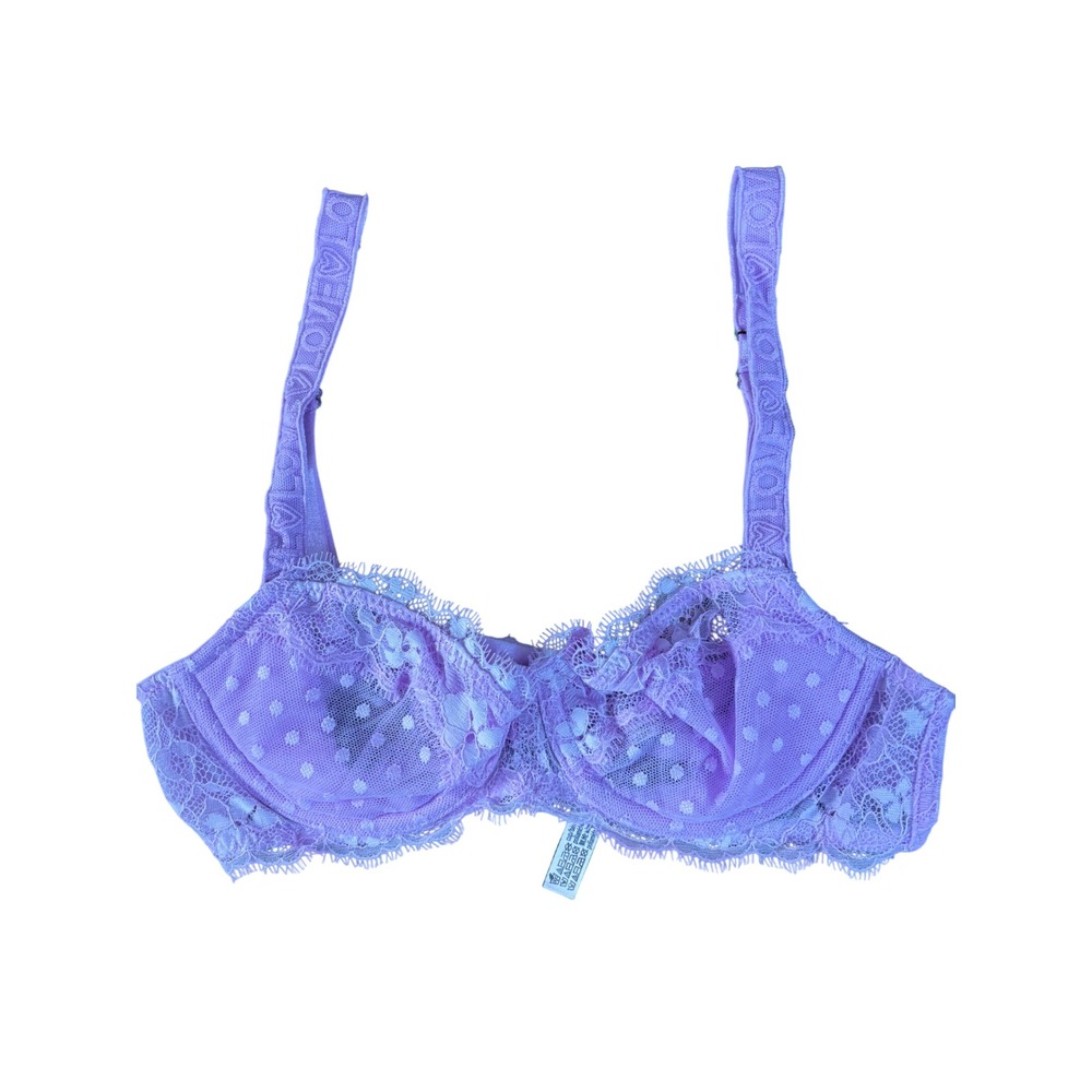 Victorias Secret Dream Angels Lace Polka Dot Bra Violet Purple 34A 390487-GVH